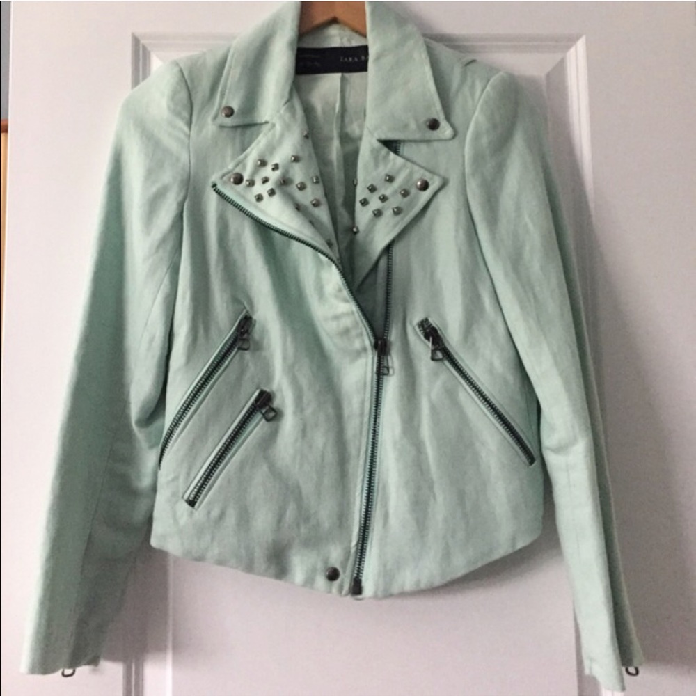 ZARA MINT-COLORED MOTO JACKET